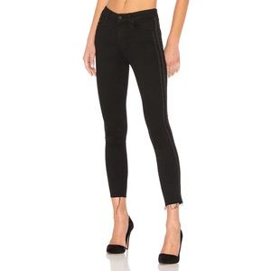 Mother HW looker ankle fray black jeans